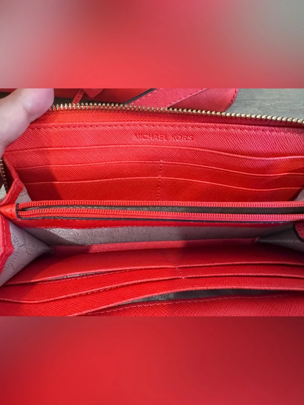 Michael Kors Red Saffiano Leather Tote with Wallet